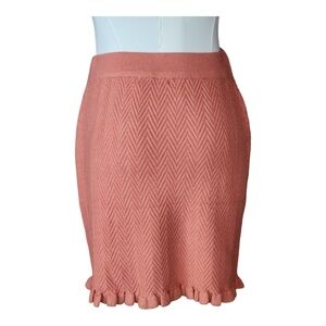 Sage The Label Knit Mini Skirt Chevron Ruffle Hem Terracotta Stretchy Medium